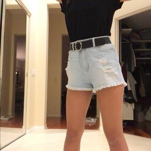 BCBGeneration light wash denim shorts